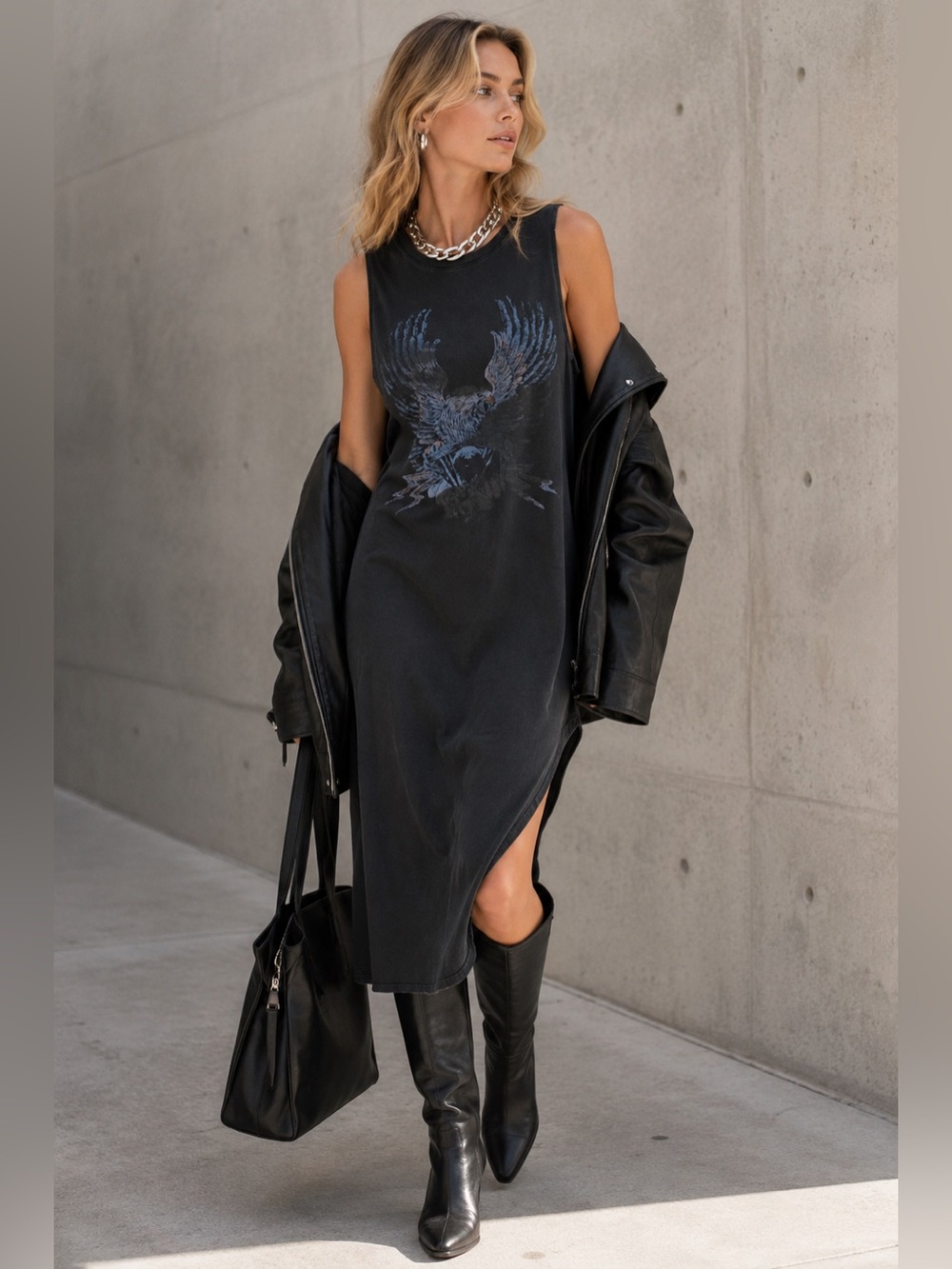 Project Social T Lyocell Cotton Eagle Graphic Tank Dress